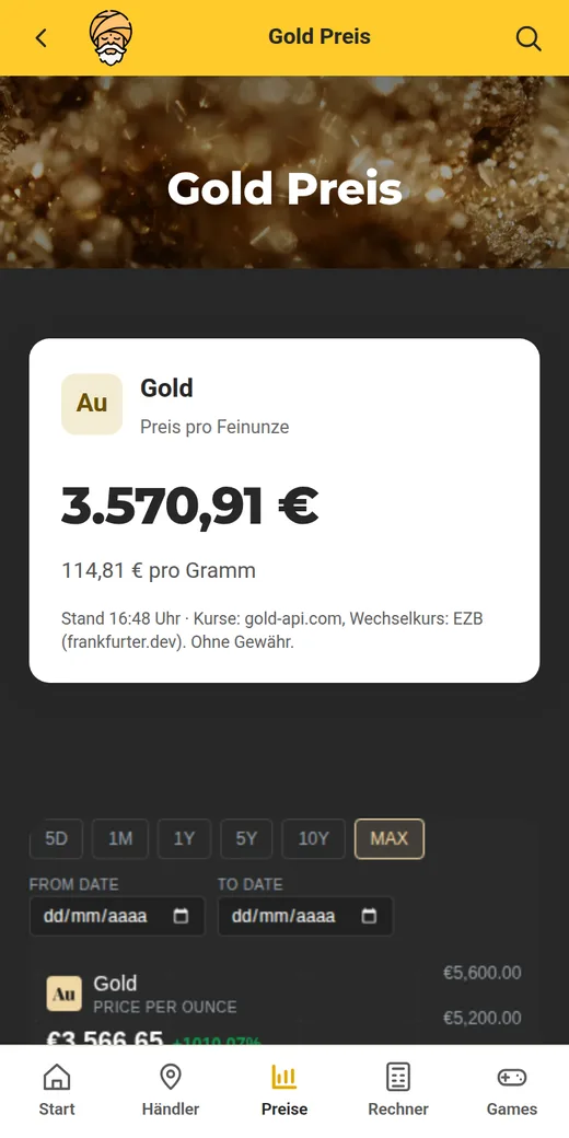 GoldGuru App: Goldpreis